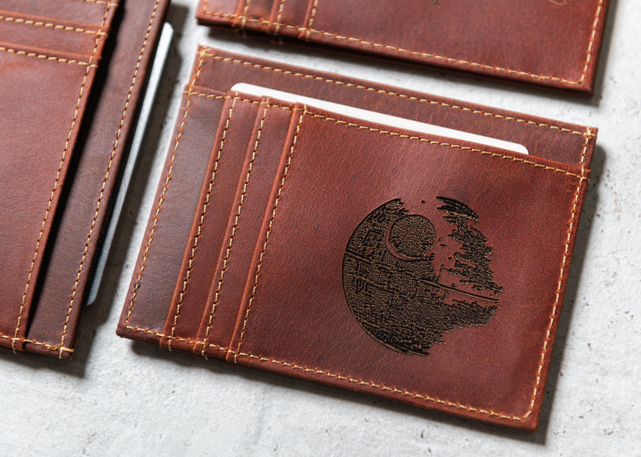 Star Wars Inspired Slim Leather Wallet Personalized With ID Window The Ocala by Left Coast Original