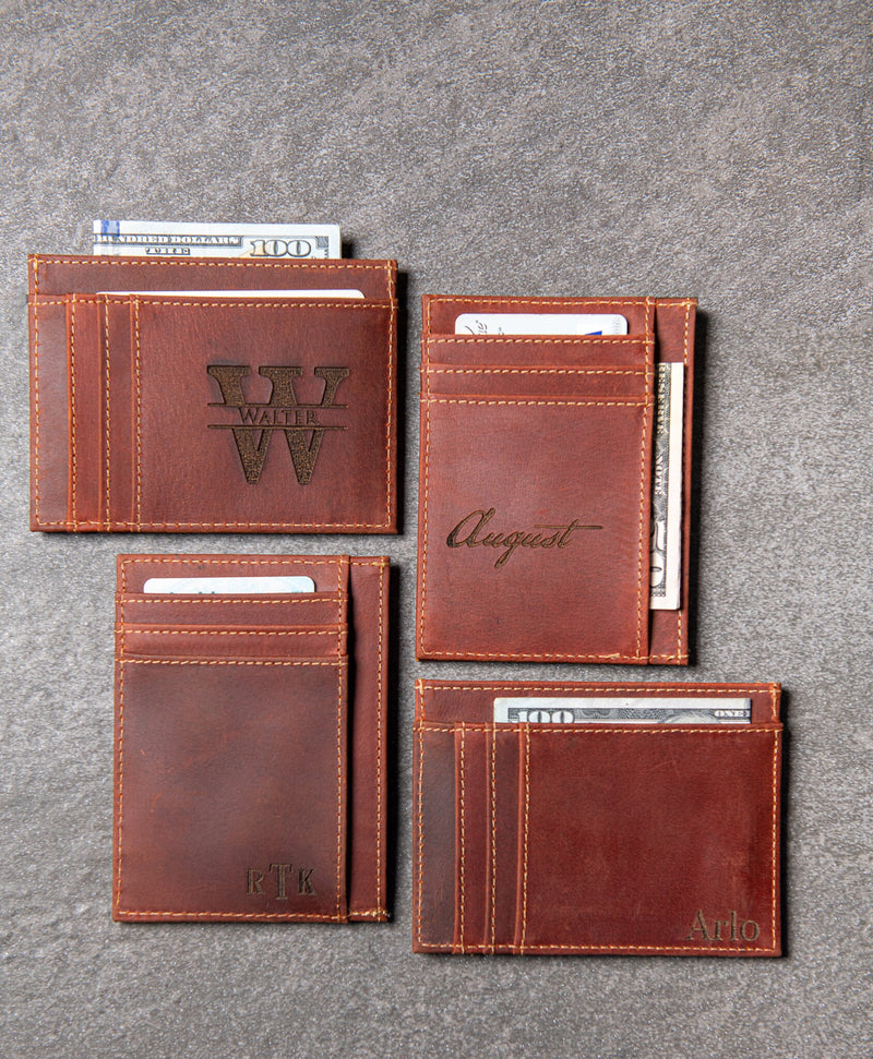 The Ocala Slim Leather Wallet Personalized With ID Window