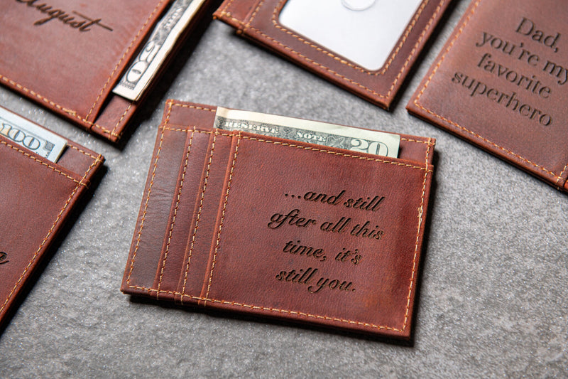 The Ocala Slim Leather Wallet Personalized With ID Window