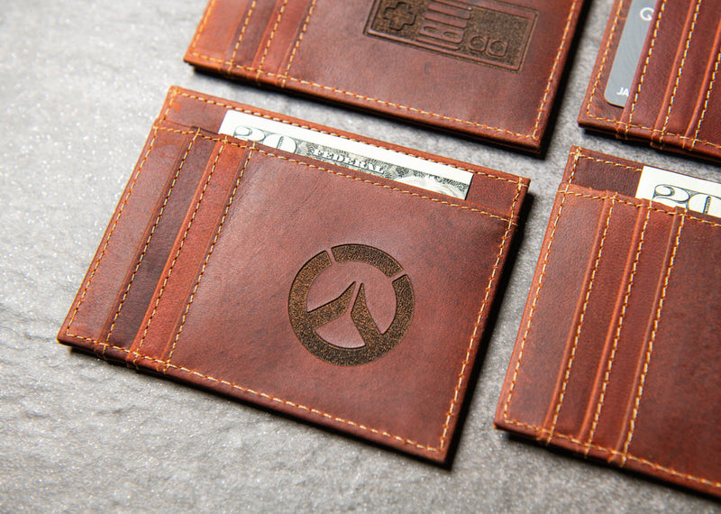 Gamer Inspired Slim Leather Wallet Personalized With ID Window The Ocala by Left Coast Original
