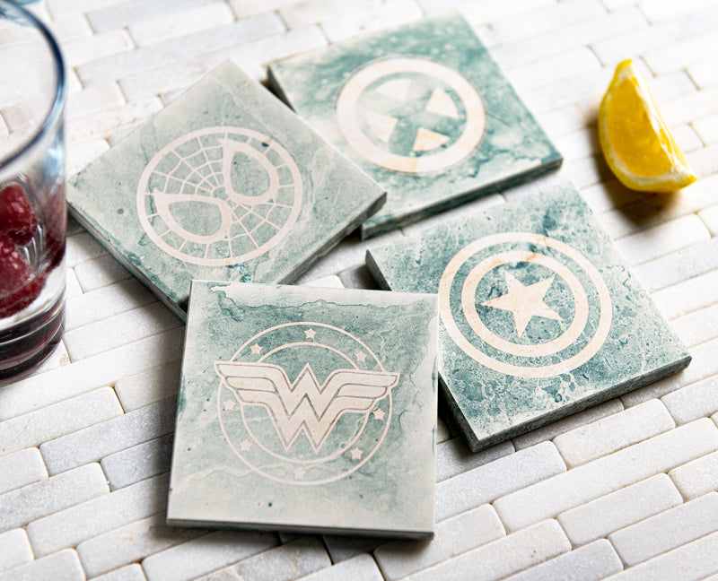 Hero Inspired Limestone Personalized Coasters by Left Coast Original