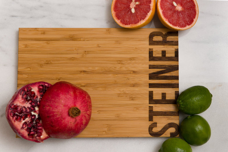 Personalized Bamboo Cutting Board with last name engraved