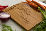 Falling Leaves Personalized Bamboo Cutting Board with family name engraving