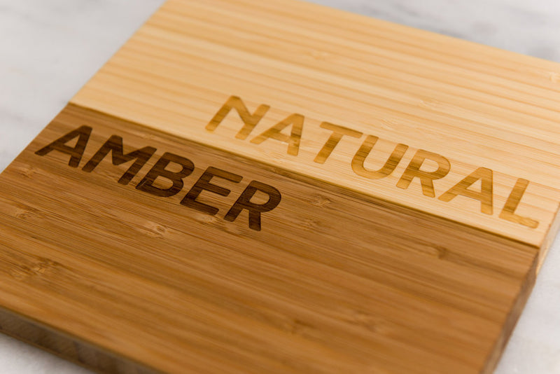 Personalized Bamboo Cutting Board in Amber and Natural/Blonde