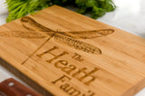Personalized Cutting Board, Wedding Gift, Dragonfly, Anniversary Gift, Family Name, Engraved Gift