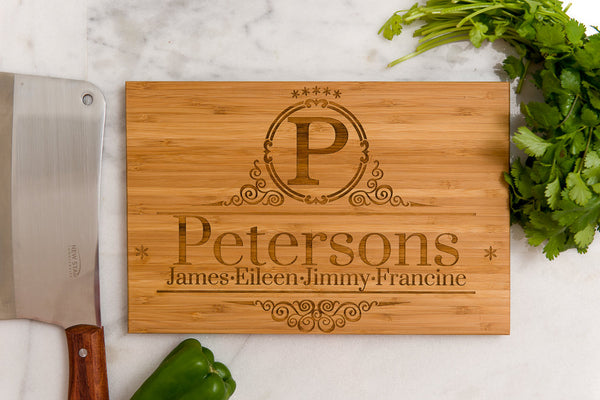 Personalized Cutting Board Wedding Mom Dad Anniversary Initials Family Name Engraved Monogram Chef