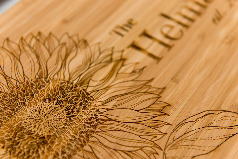 Sunflower Cutting Board Gift Set, Wood Burning Cutting Board