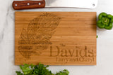 Personalized Cutting Board, Feather, Wedding Gift, Anniversary  Family Name Engraved Gift Monogram