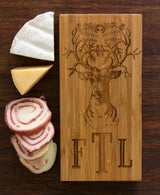 Personalized Cutting Reindeer Winter Dad Mom Wedding Anniversary Initials Engraved Cheese Board