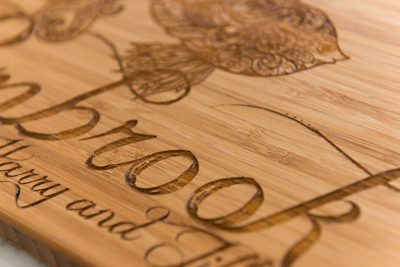 Personalized Cutting Board Wedding Fish Script Underwater Flowing Anniversary Family Name Engraved