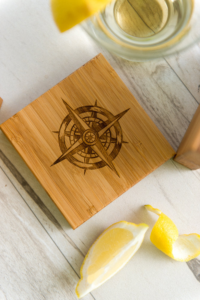 Coasters Sailing Anchor Compass Nautical Mom Fathers Day Anniversary Dad Men Boyfriend Gift Engraved