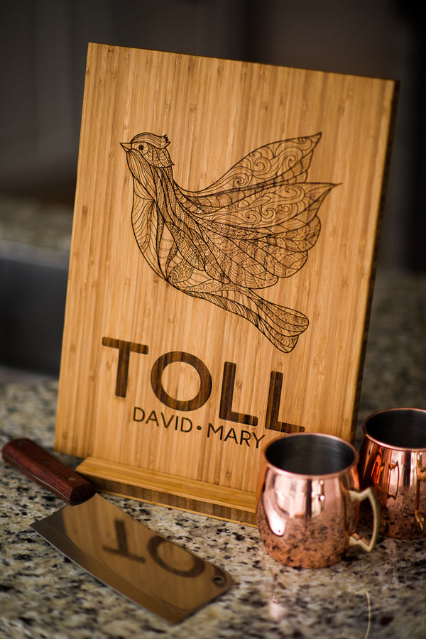 Personalized Family Name Dove Cutting Board