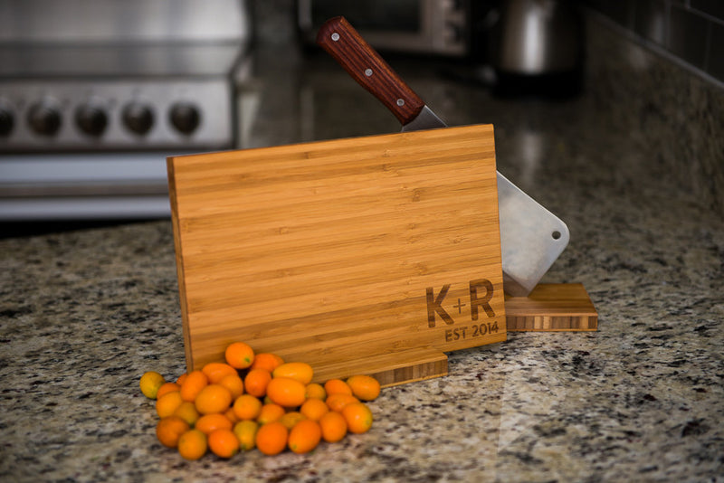 Personalized Cutting Board Wedding Anniversary Family Name Engraved Monogram Initials Custom