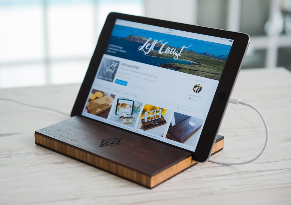 Personalized, Engraved Tablet or iPad Charging Dock by Left Coast Original