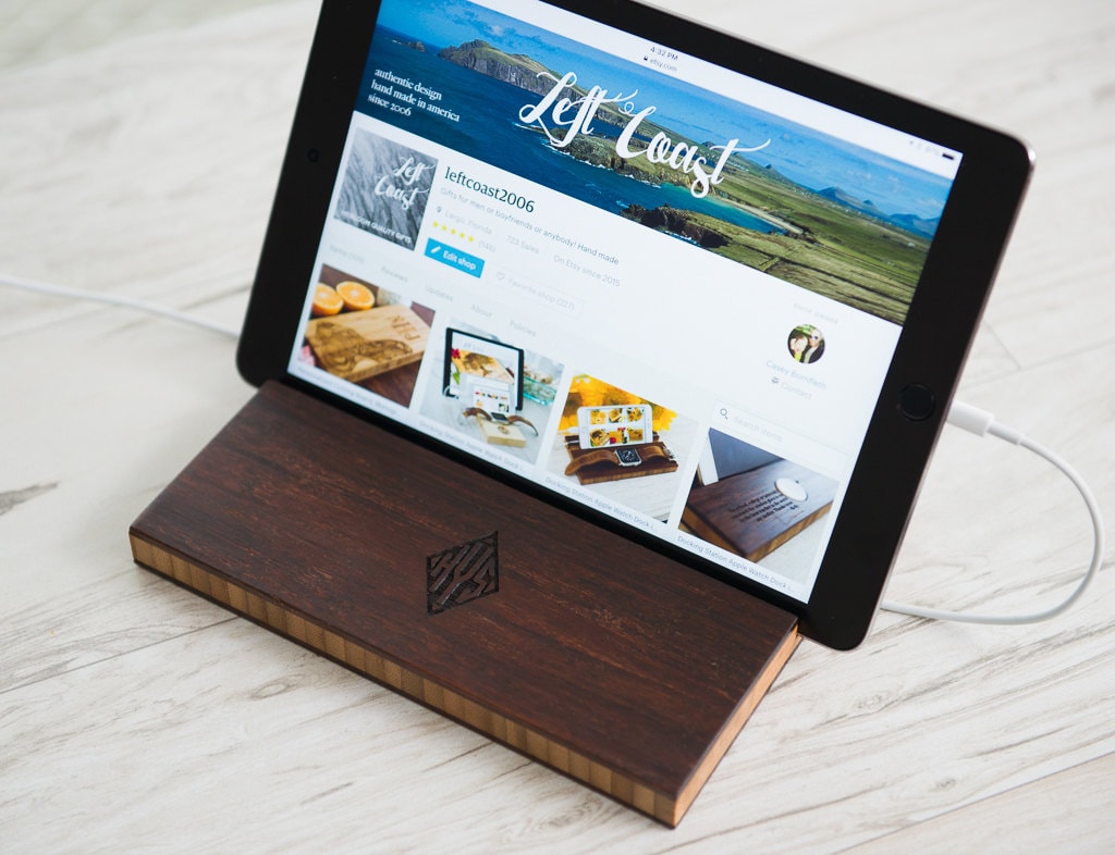 Personalized, Engraved Tablet or iPad Charging Dock by Left Coast Original