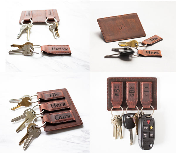 Personalized Wall Mounted Magnetic Leather Keychain - The Key West by Left Coast Original