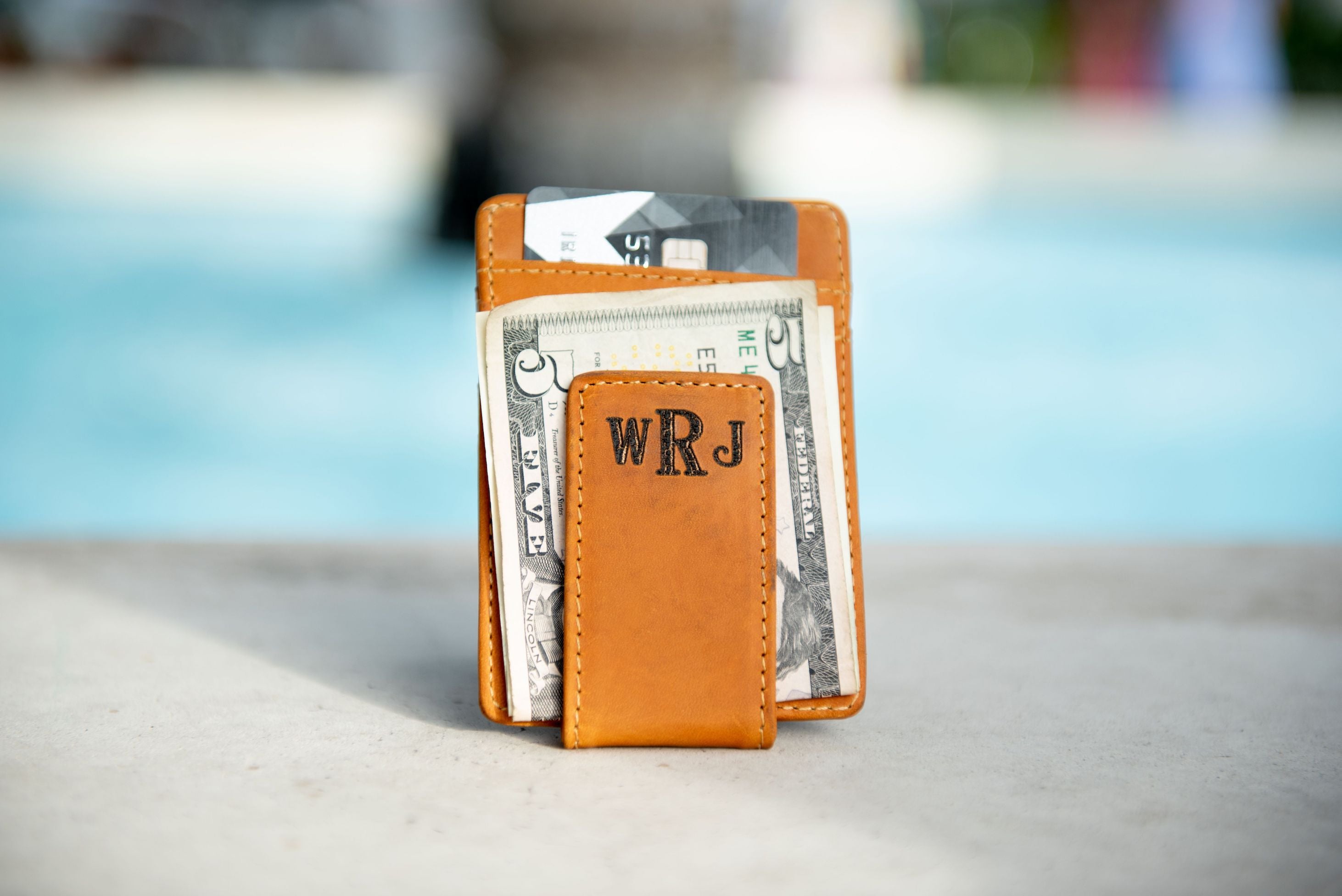 Personalized Leather Magnetic Money Clip - The Sanibel