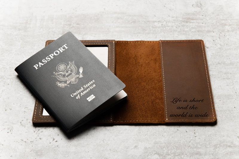 Vaccine Card Personalized Leather Passport Cover Holder with Window