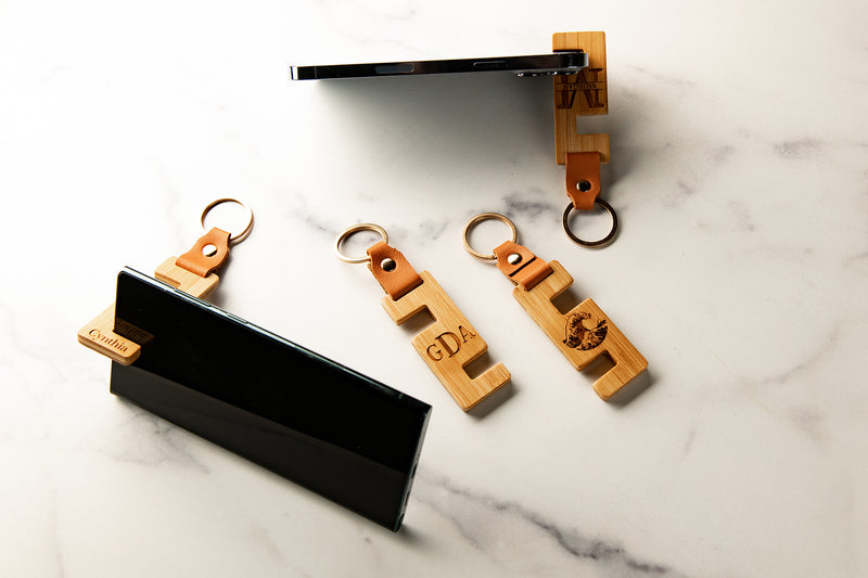 Personalized Wood Phone Stand Keychain