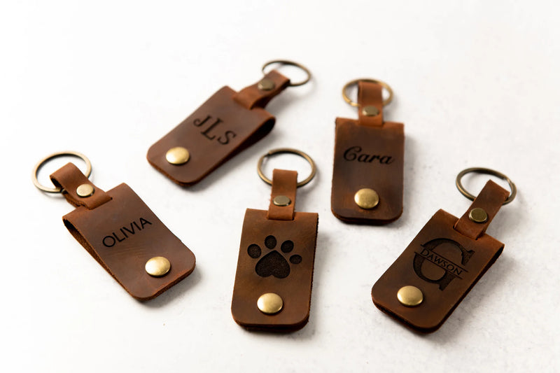 Personalized Photo Metal Tag Leather Keychain