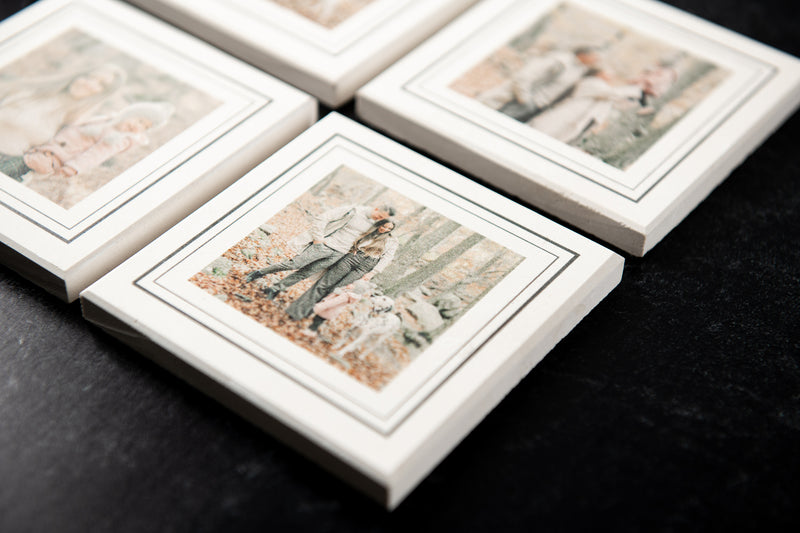 Custom Photo White Limestone Coasters