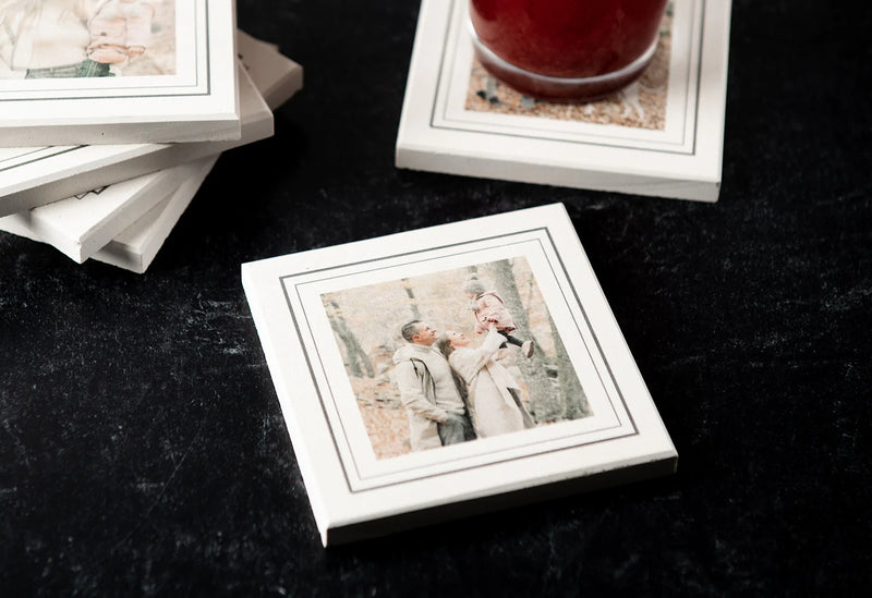Custom Photo White Limestone Coasters