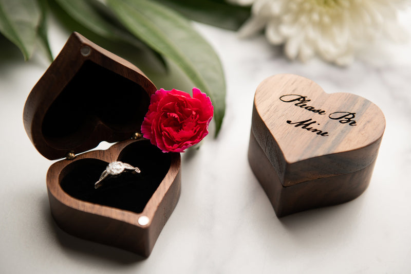 Personalized Wood Ring Box, Engraved for Proposal Wedding and Bride - 3 Styles Available
