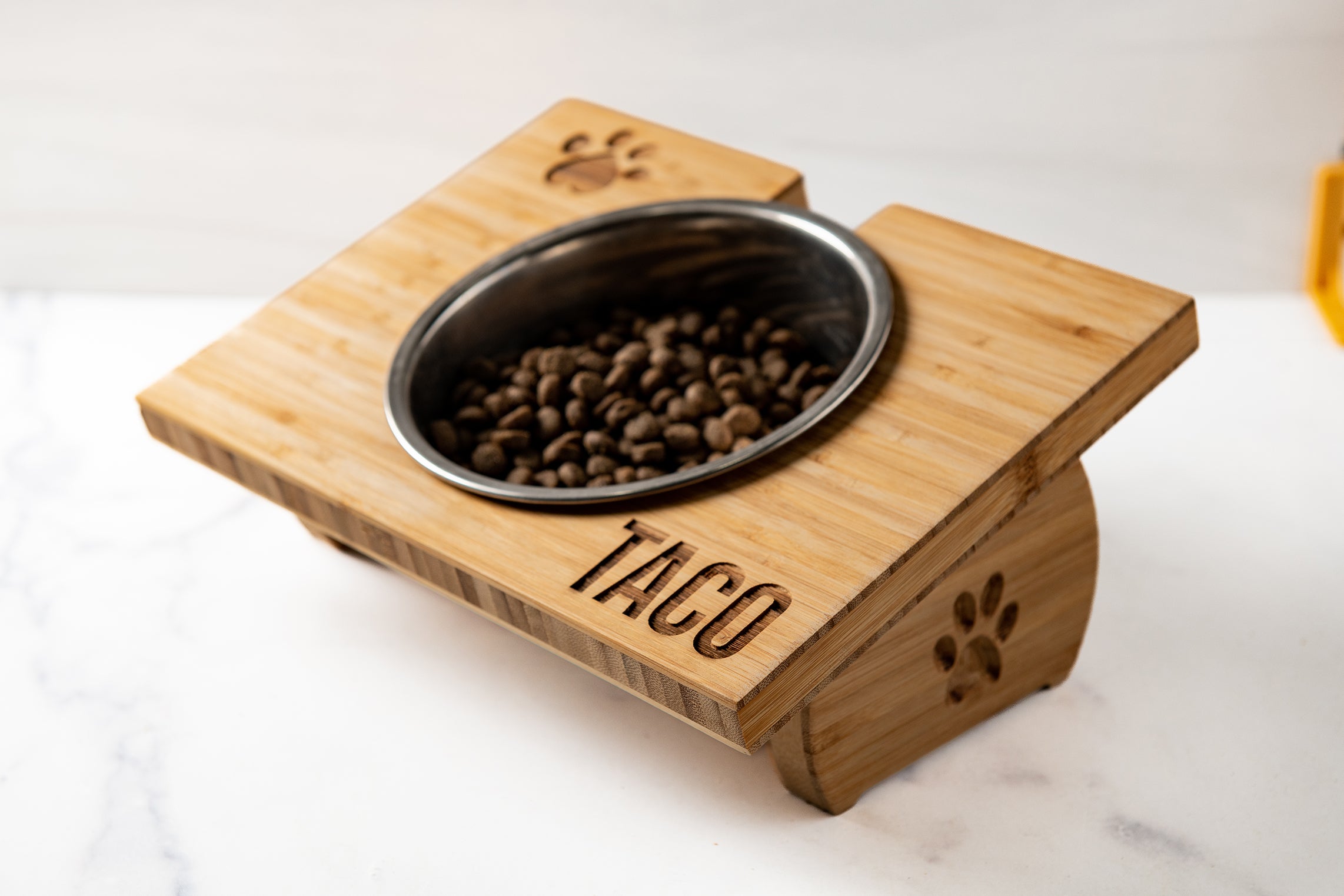 Personalized Wood Pet Bowl Stands