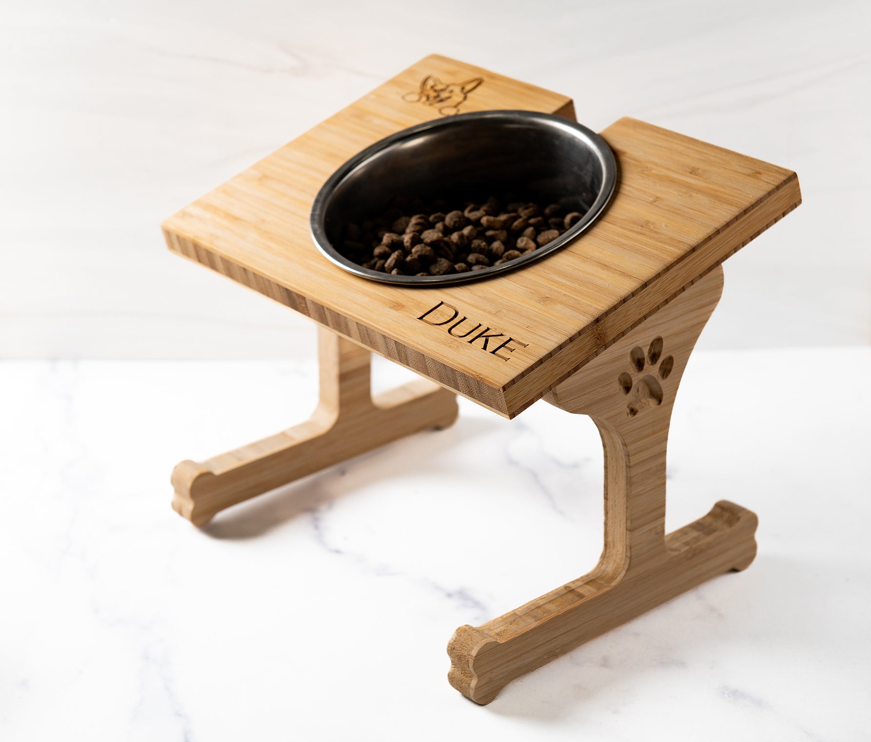 Personalized Wood Pet Bowl Stands