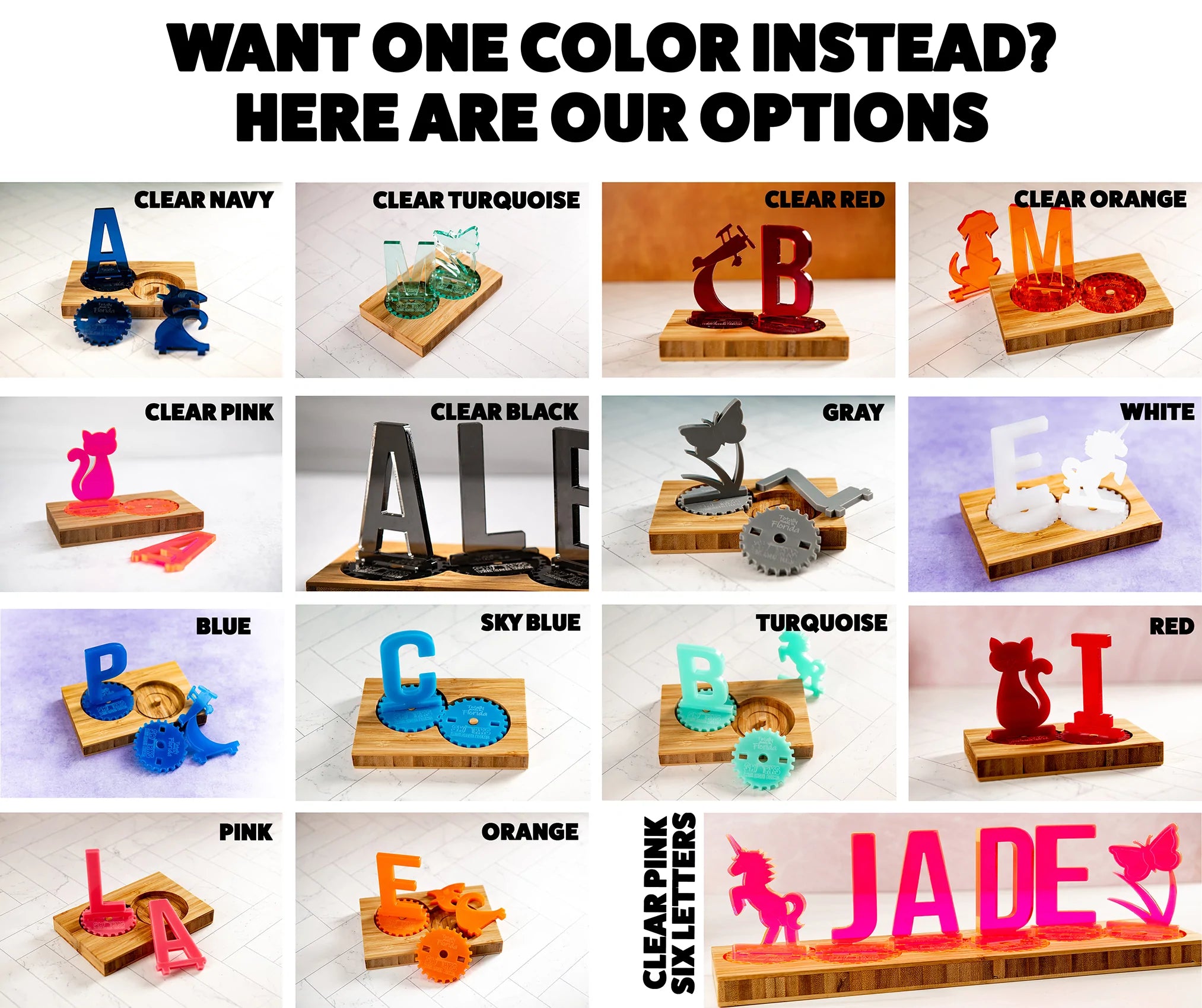 Personalized Sprocket Name Puzzle Acrylic and Wooden Toy Display | BusyWorx©