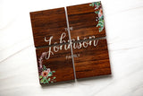 Personalized Wood Coasters | Floral Vine Artwork Print